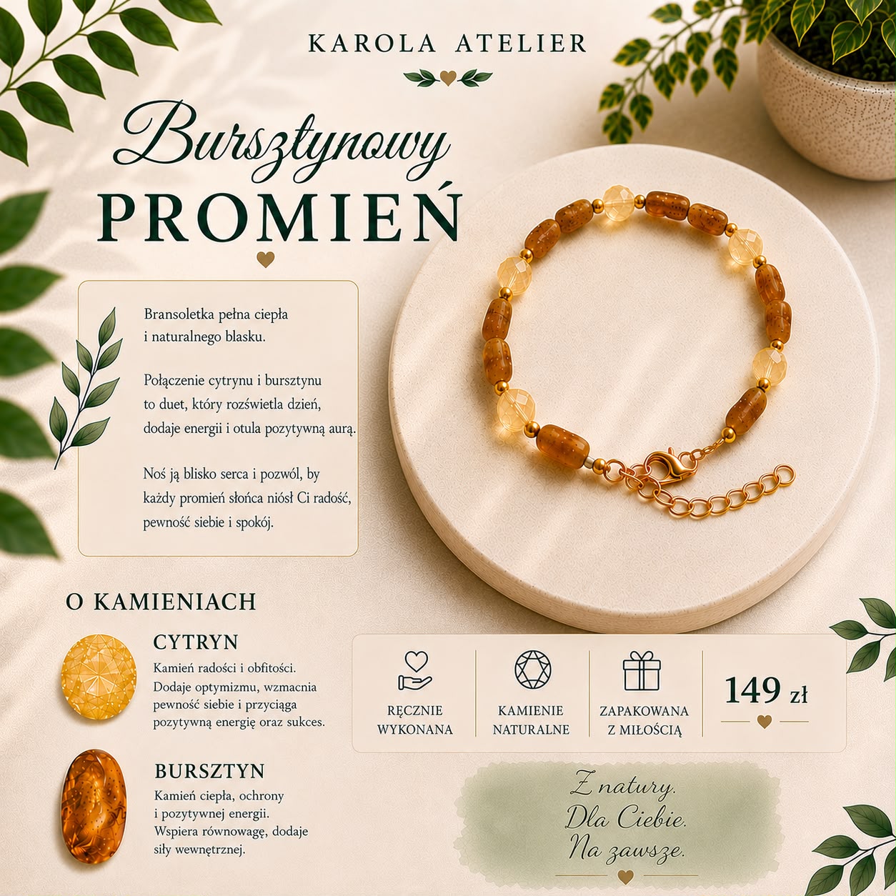Bransoletka - Bursztynowy Promień